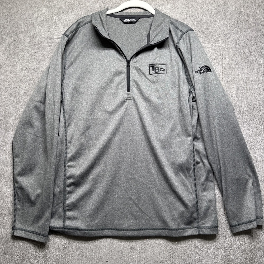 The North Face Men's 1/4 Zip Pullover Gray Tech Fleece Large Athletic Outdoor